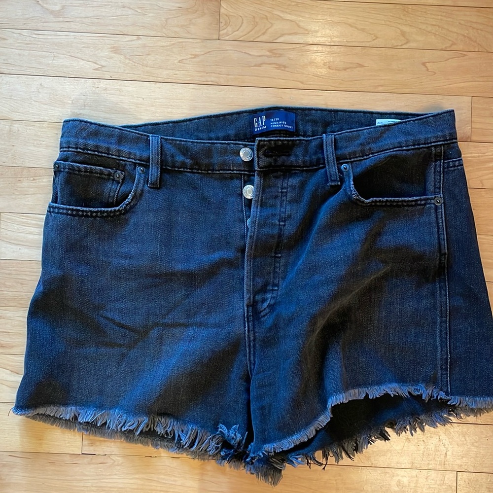 Faded black jean shorts from Gap
